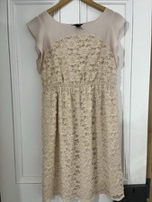 Women’s H&M Champagne Lace Maternity Dress Size M (12) Worn Once Excellent Con