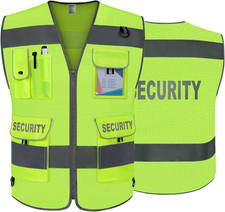 High Visibility Safety Vest for Men Women 9 Pockets Yellow XL Reflective