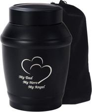Medium Urns for Dad, 5.7 Inch Black Heart Urns for Human Ashes Adult Male/Father