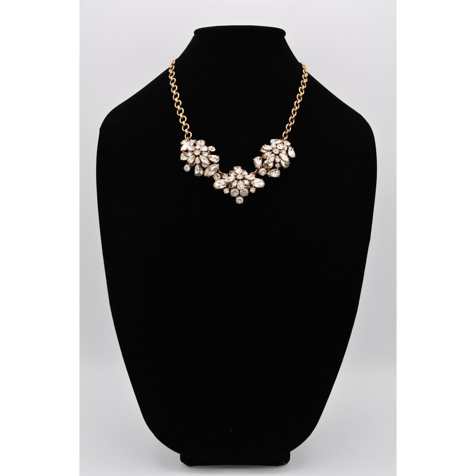 J.Crew Statement Necklace Rhinestone Crystal Anti… - image 3