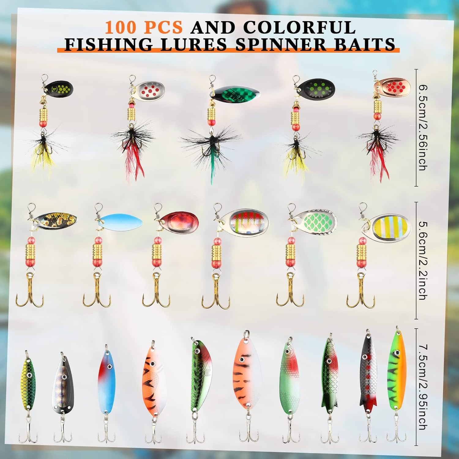 100 Pcs Fishing Lures Spinner Baits Metal Trout Spinners Small  - Image 2
