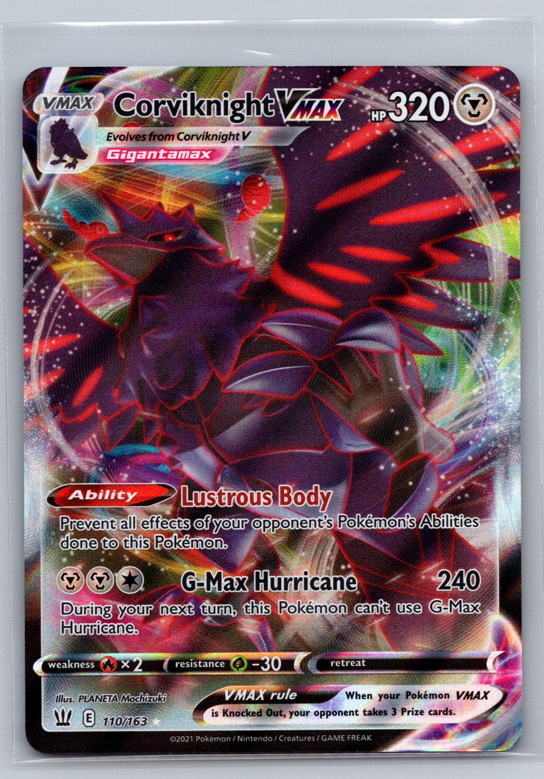 Pokemon Card Corviknight VMAX 110/163 Battle Styles Full Art NM