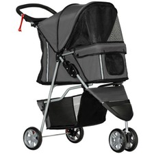 PawHut 3 Wheel Pet Stroller For Small And Miniature Dogs, Charcoal Grey