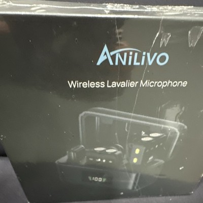 Anilivo Wireless Lavalier/Lapel Dual Microphone System Noise Reduction Black