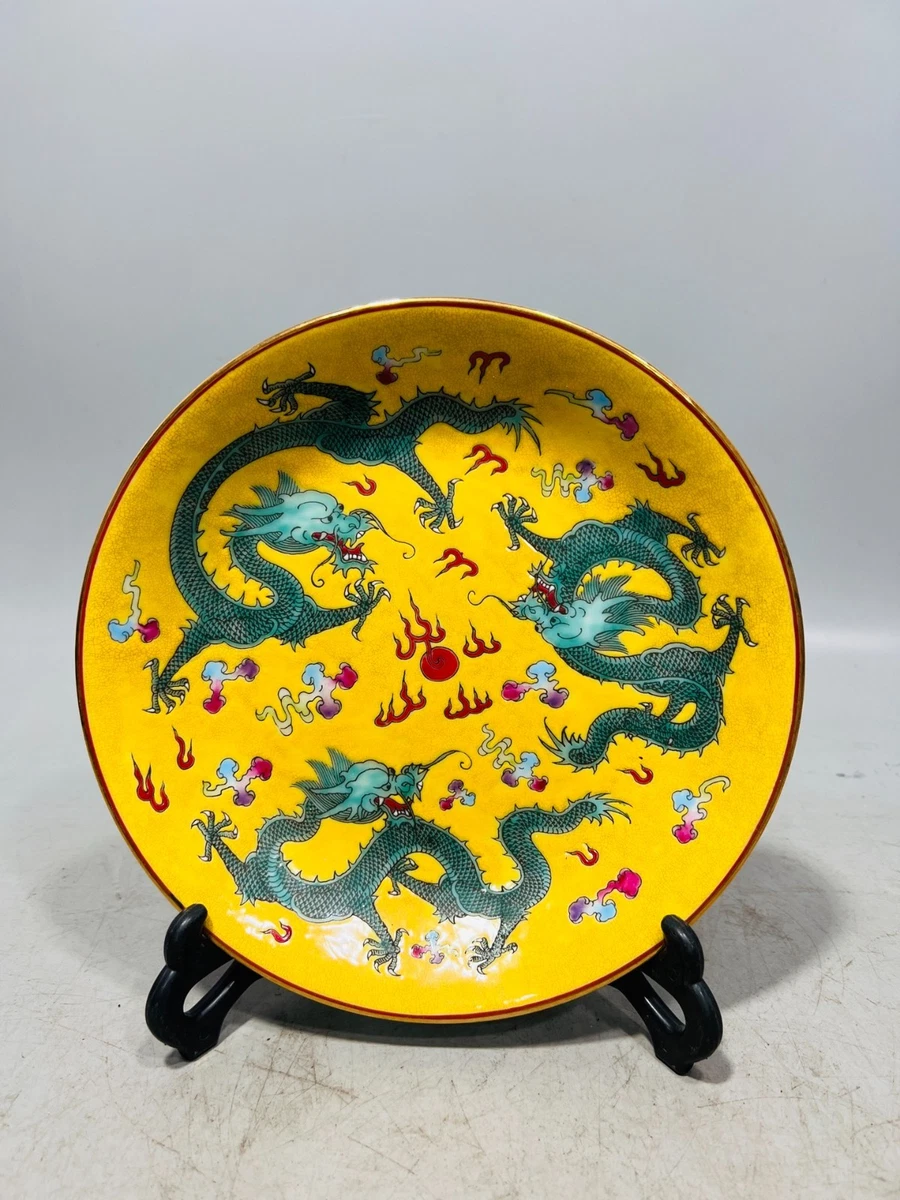 陶瓷龙黄色中国风雕像、雕像| eBay