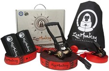 ZenMonkey Slackline Kit with Overhead Training Line, Arm Trainer, Tree Protec...