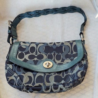Vintage COACH 10992 Soho Blue Leather and Signature C Canvas