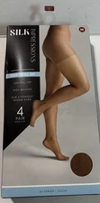 Silk Impressions Pantyhose,Sheer For All Day 4-Pack Size Medium Cocoa NEW