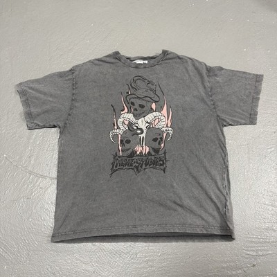 AUTHENTIC Acne Studios Skull Graphic Faded Black T Shirt Oversized SIZE LARGE