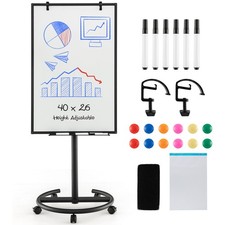 MobileDry Erase Whiteboard 40x26" Rolling Magnetic with Height Adjustable Stand