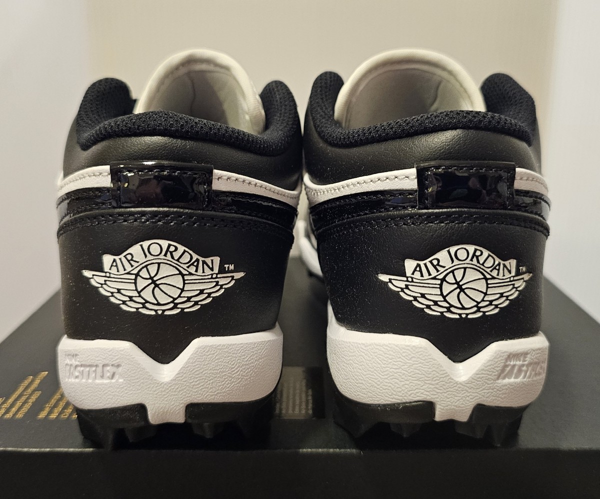 Nike Air Jordan 1 Low Cleat Youth Black White GS HF6885-101 Size