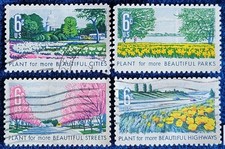 US Stamps 1969 Beautification of America Set Of 4 Off Paper Used 6 cent #1365-8