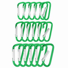 1.8/2.2/2.4" Aluminum Clasp Clips, 18Pcs D Shape Spring Hook Keychain, Green