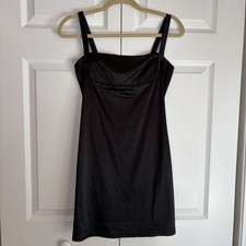Cider Black Mini Satin Slip Dress Women's Size Small Minimalist Whimsigoth