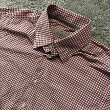 Canali Button Up Shirt Mens Medium Blue Dress Shirt Gingham Plaid Long Sleeve