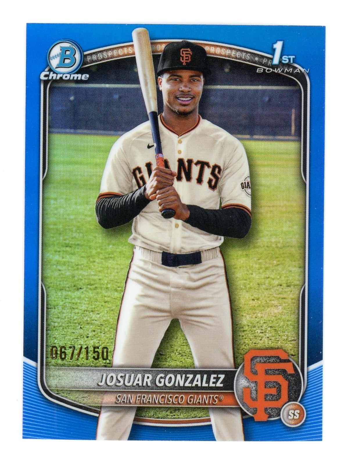 2025 Bowman Chrome #BCP-153 Josuar Gonzalez 1st Blue Refractor /150