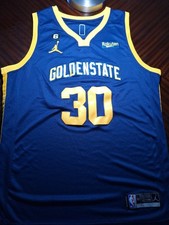 Jordan Golden State Warriors Stephen Curry #30 NBA Jersey Blue Yellow Size 52 #0