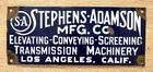 Vintage Original Stephens Adamson MFG Co. Machinery SIGN - Porcelain - LA CALIF.