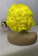 Yellow Synthetic Lace Front Wigs Bob Wig Wavy Cosplay Party Wig