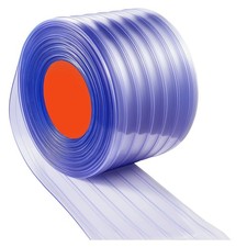 Clear PVC Strip Curtain, 101 ft Length x 12 in Width, Ribbed Plastic Door