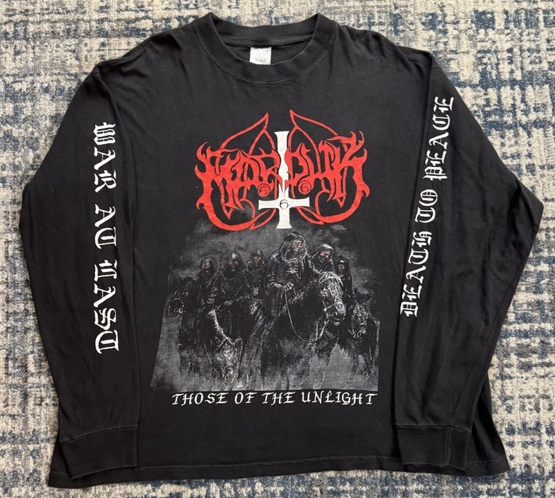 Vintage 1993 Marduk Those Of The Unlight Long Sleeve T Shirt XL Black Metal Band