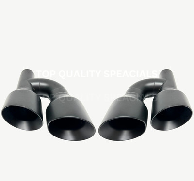 BLACK POWDER COATED QUAD 4'' Out 3'' Inlet Staggered Offset Dual Wall Exhaust Tips