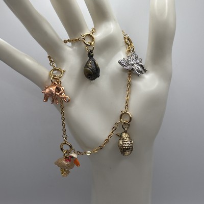 Joan Rivers Charms Pendent With Extenders Lot Of 5 Animals Insect Bird Fish Elep