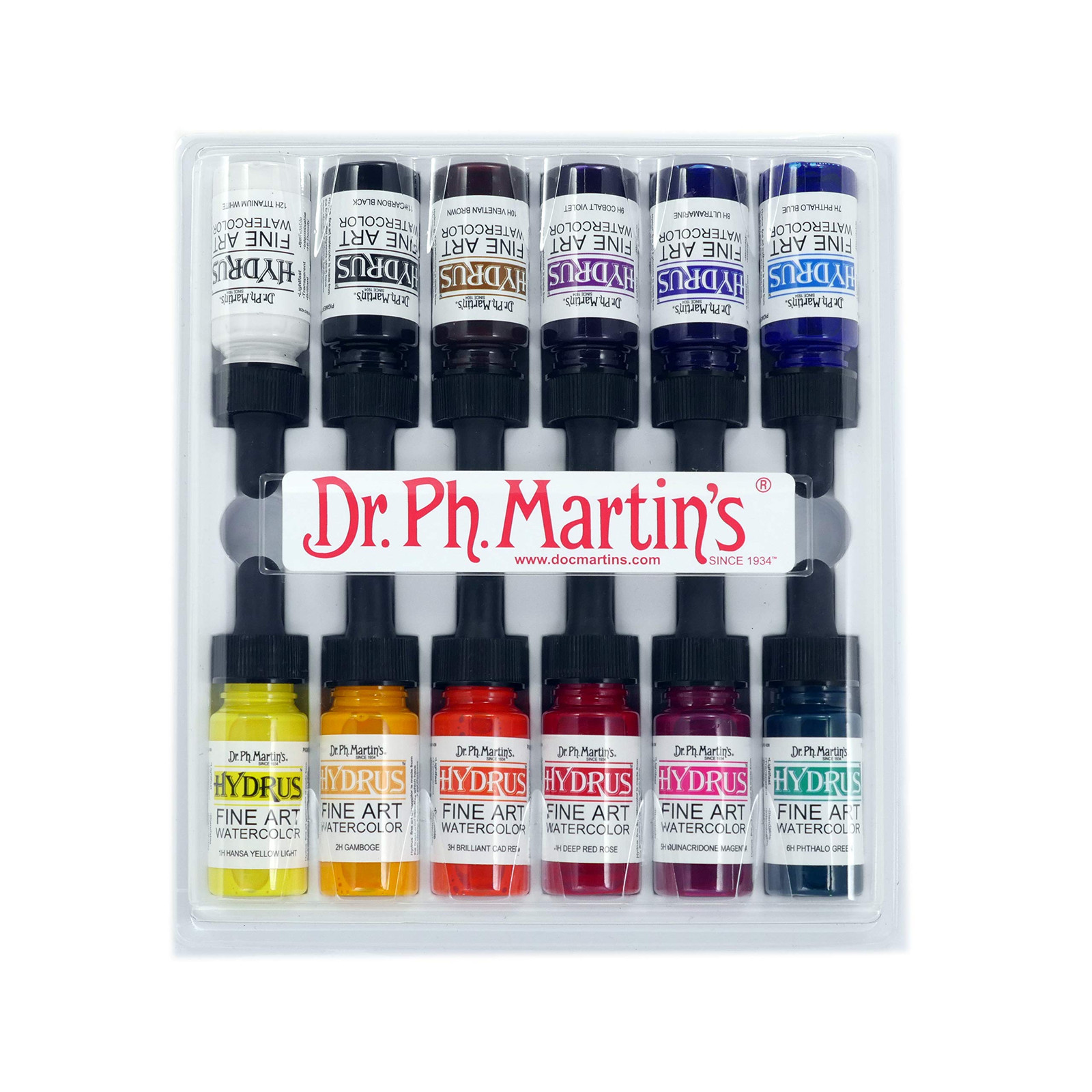 Hydrus Fine Art Watercolor, 0.5 Fl Oz (Pack of 6), Set 1 Colors