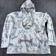 D'Angelico Grateful Dead Hoodie Women M Grey Tie Dye Steal Your Face Band Rock