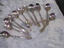  VZ   Mixed patterns 12 STAINLESS FLATWARE ALL ROUND BOWL CHILI SOUP SPOONS