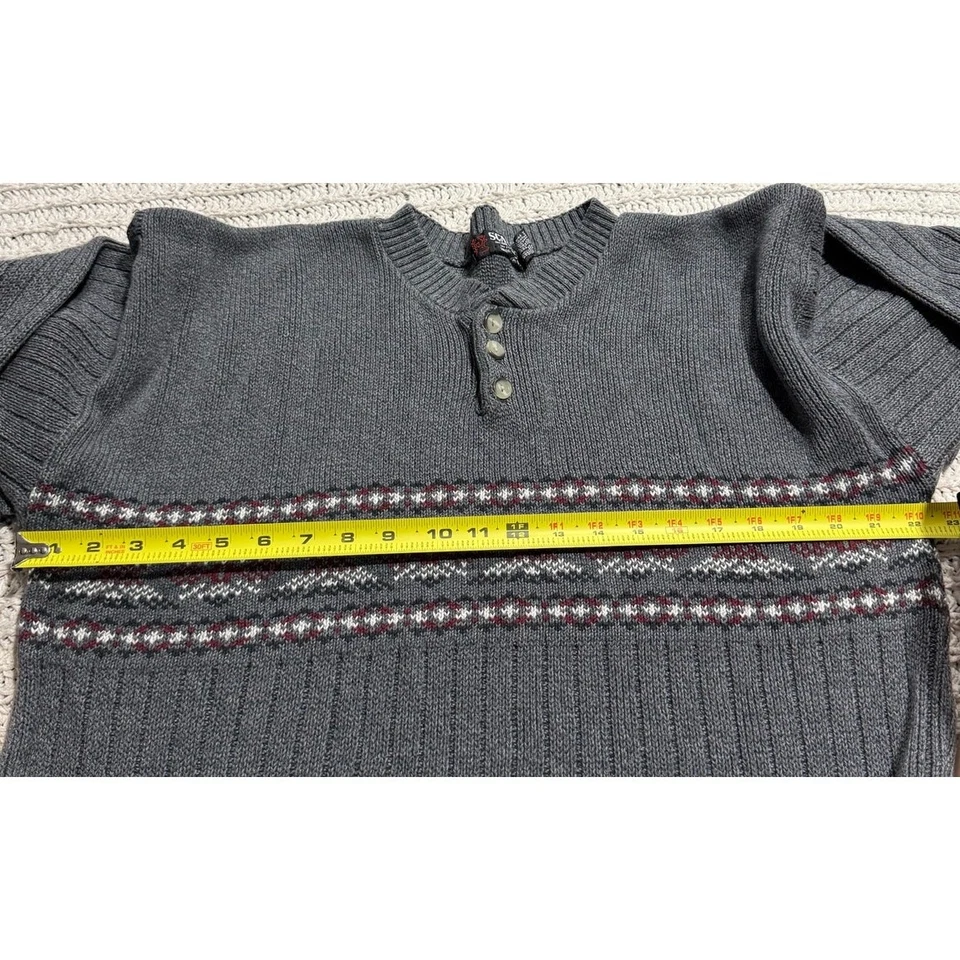 Suéter de Lana Scandia Fair Isle Nórdico De Colección Para Hombre Talla Grande Gris Algodón Hecho en EE. UU. Foto 4 de 4