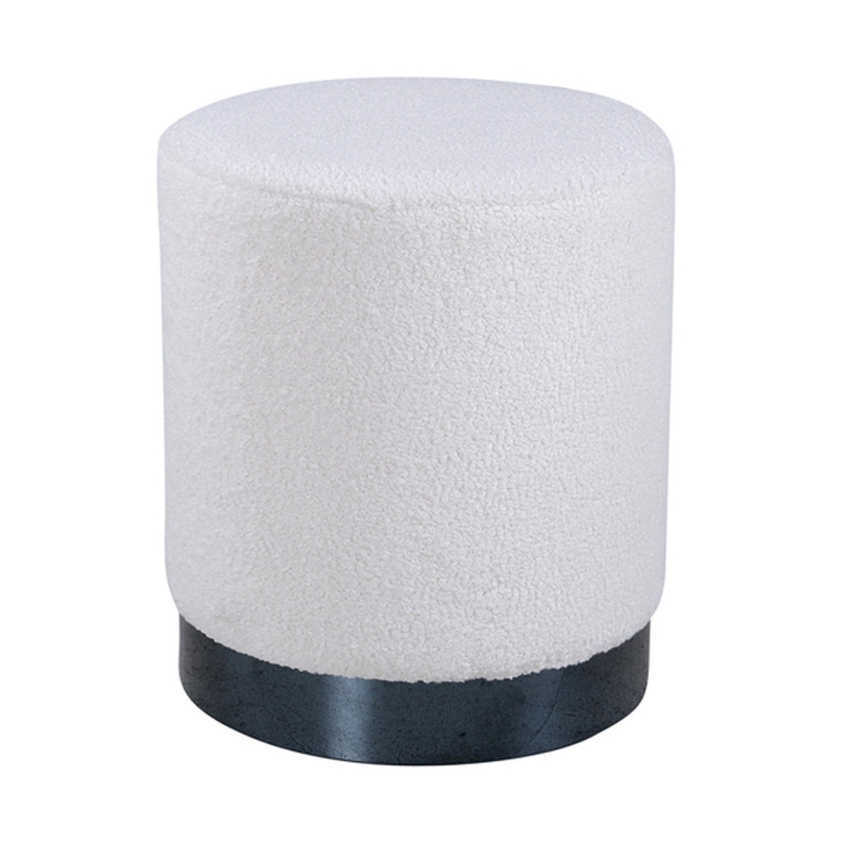 Pouf haut de gamme bouclé Benji 43cm blanc et noir design