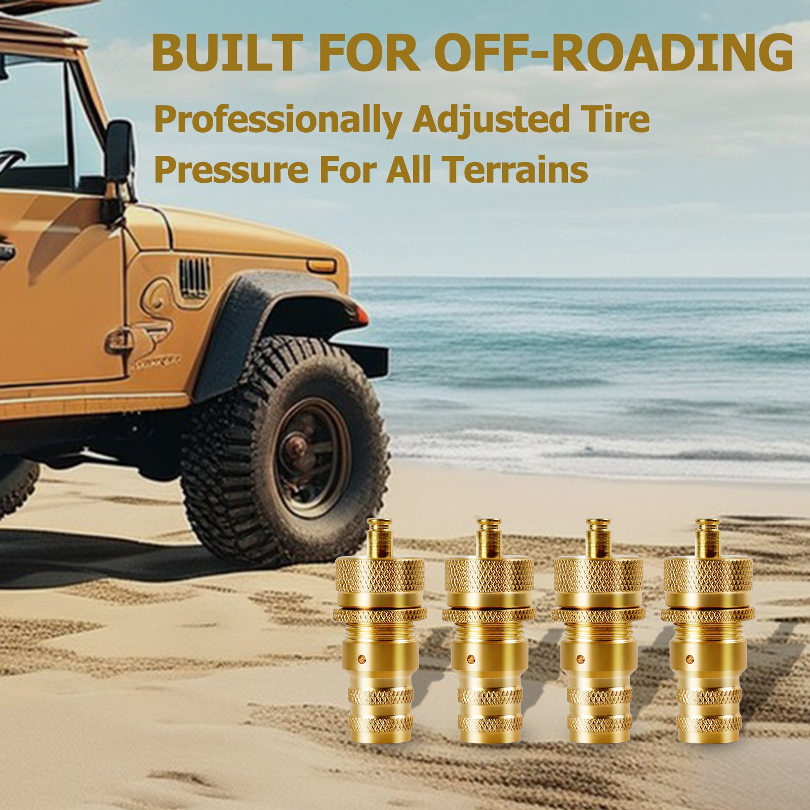 4PCS 6-30 PSI Adjustable Tire Deflator Kit Air Pressure Down Tool 4WD off road