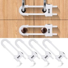 4 Pack Cabinet Locks with Combination U Shaped Sliding Cabinet Door Lock Chil...