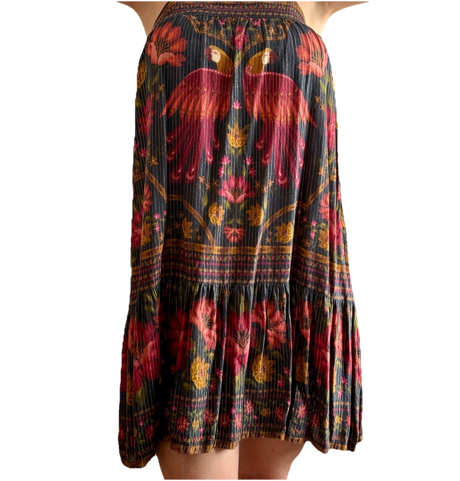 Farm Rio Flowy Bird Floral Print Mini Dress Adjustable Spaghetti Straps Boho M