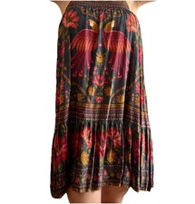 Farm Rio Flowy Bird Floral Print Mini Dress Adjustable Spaghetti Straps Boho M
