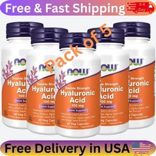 NOW Foods Hyaluronic Acid 100mg   Healthy Skin  Joint Care - 60 Capsules 5-Pack