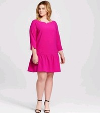 Victoria Beckham x Target Plus Size 3X NWT Drop Waist Pleated Crop Sleeve Dress