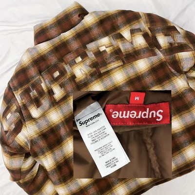 2022 Supreme Reversible Puffer Jacket Coat Medium Plaid Flannel