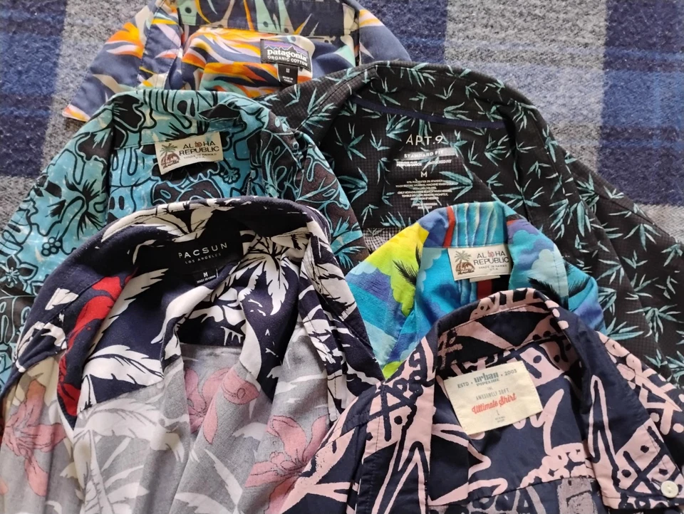 Лот 6 Мужские гавайские рубашки Patagonia Aloha Republic PacSun и т.д. средний большой - Изображение 2 из 2