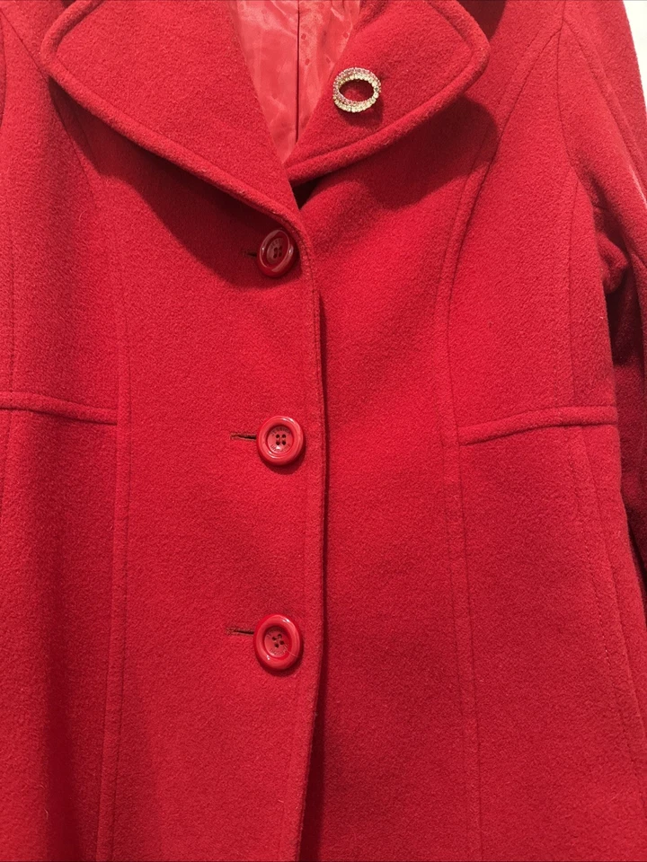 Chaqueta Abrigo Jessica Simpson Rojo Carmesí Talla Extra Chaquetón Taylor Swift Foto 4 de 4