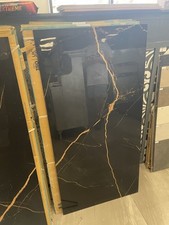 JOBLOT. (20 Sqm) Black & Gold Polished Porcelain Wall & Floor Tiles.