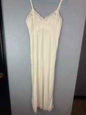 Vintage Philmaid Full Slip Womens 38 Nylon Lace Trim Maxi Dress Lingerie 70s