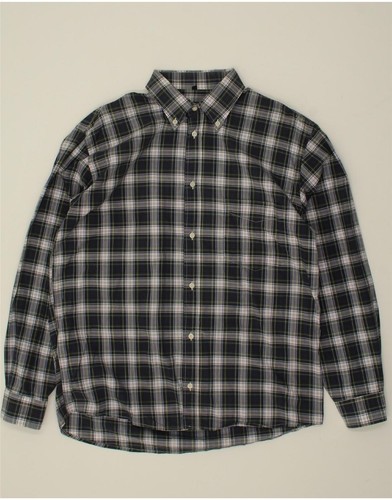 OLD ENGLAND Mens Shirt Size 41 42 Large Navy Blue Check BJ24