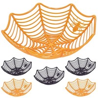 6X Schale Spinnennetz Halloween Ø29X7 Dekokorb Spinne Orange Schwarz Party Deko