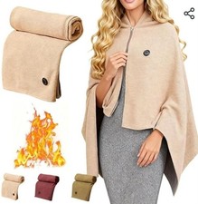 Portable Cordless Heated Shawl, Rechargeable Electric Warming Wrap with 3 Heat