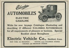 1902 Ad Columbia Automobiles Electric & Gasoline * Electric Vehicle Co Hartford