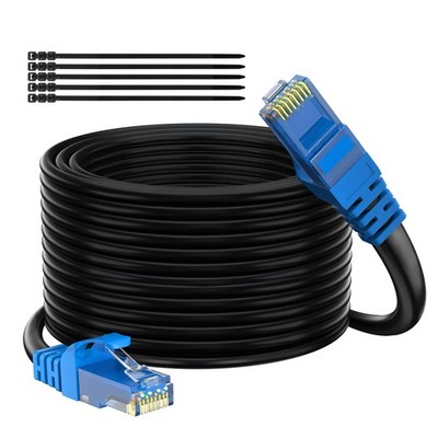 Cat 6 Outdoor Ethernet Cable 300 Ft Black, High Speed 300FT, Black