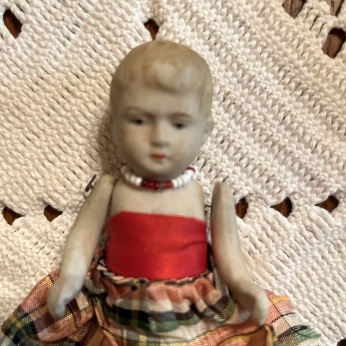 Antique Nippon Porcelain Bisque Doll, with Moveable Arms Legs 5” - Picture 2 of 8