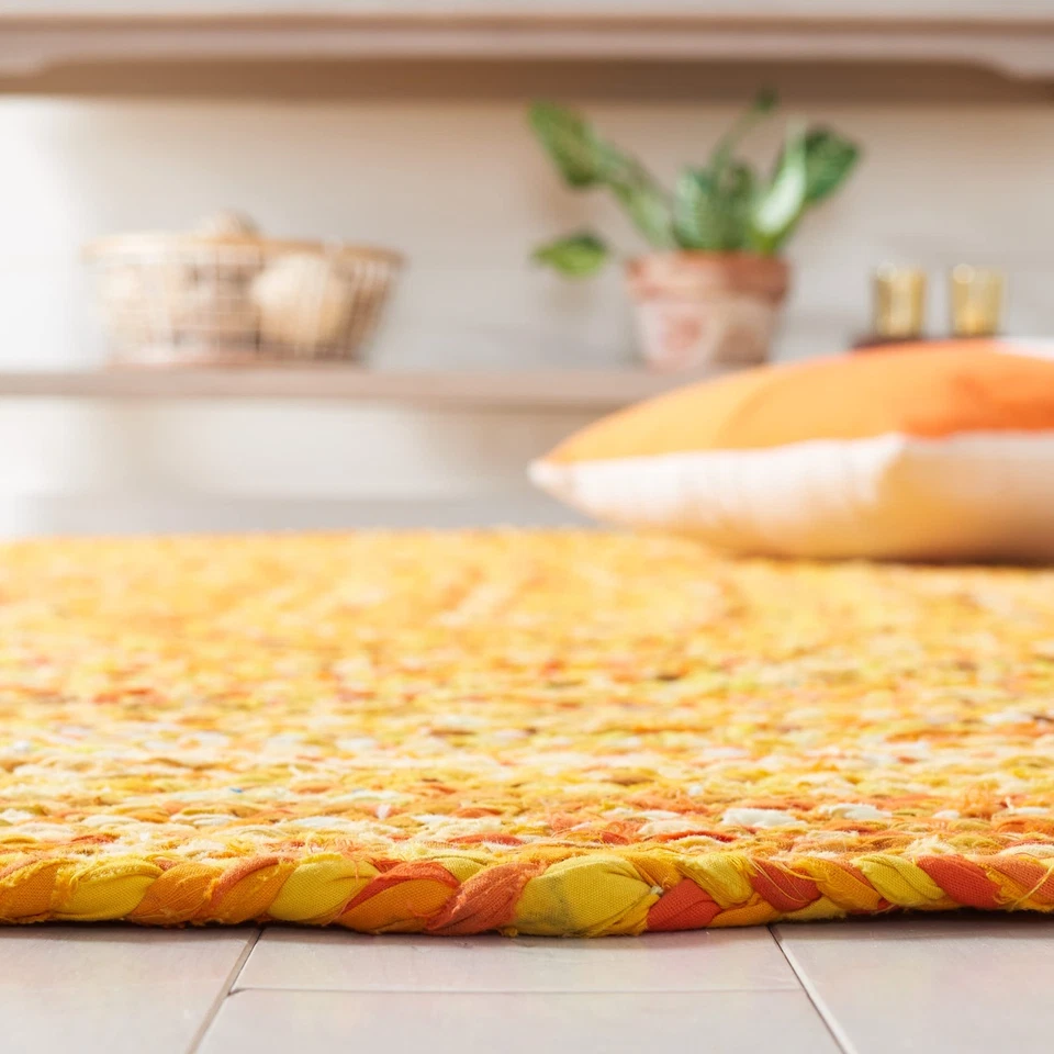 Tapete de área coleção trançado - 4' x 6' oval, dourado, feito à mão fazenda de campo... - Imagem 4 de 4